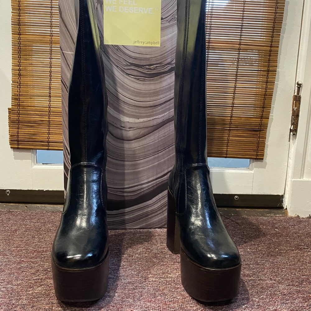 Jeffrey Campbell Chica black knee high boots